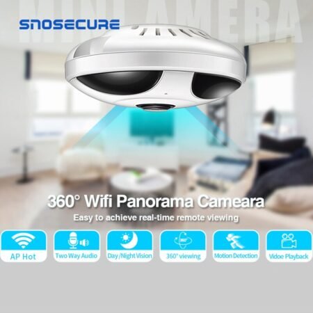 SNOSECURE 360 Degree Two way audio Panoramic 1.3MP FIsheye Wireless Smart IP Camera Home Security